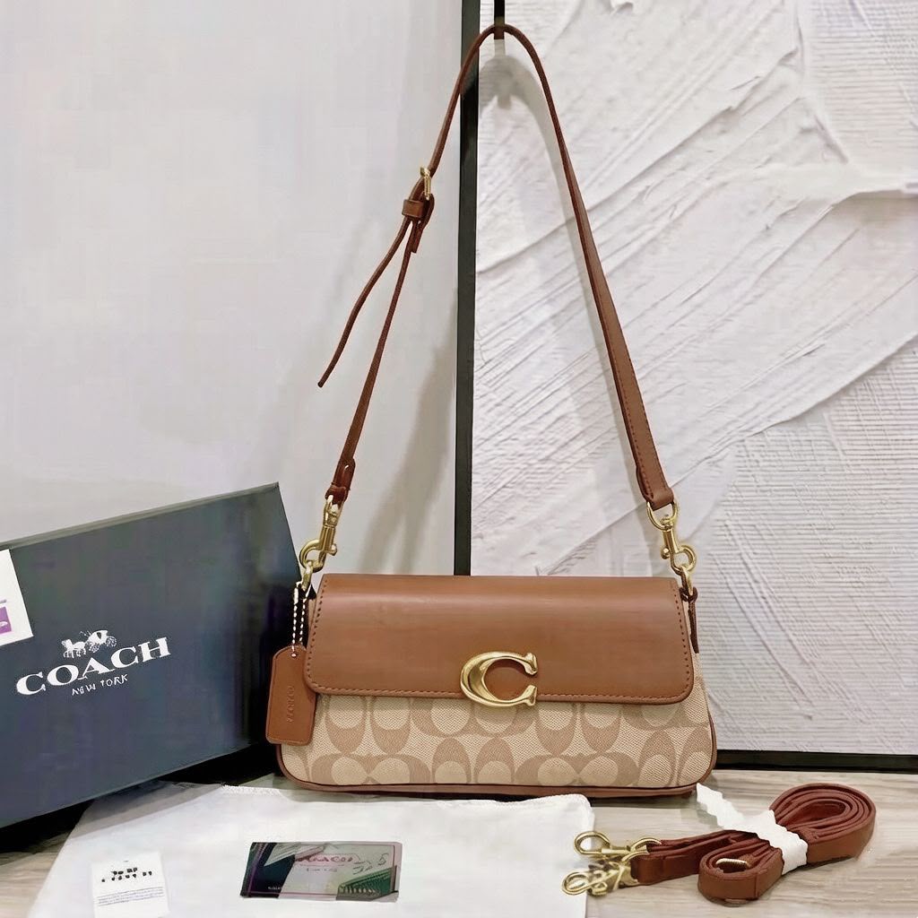COACH Signature Flap Shoulder Bag — 25 cm | 6 Colors With Box
