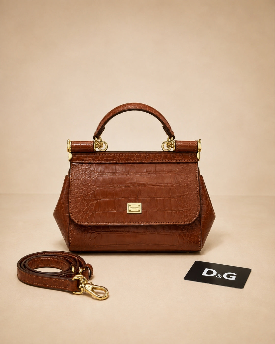 DOLCE & GABBANA Croc Top Handle Bag 20cm