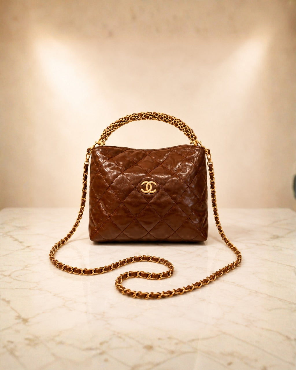 CHANEL Quilted Mini Hobo Bag 19cm