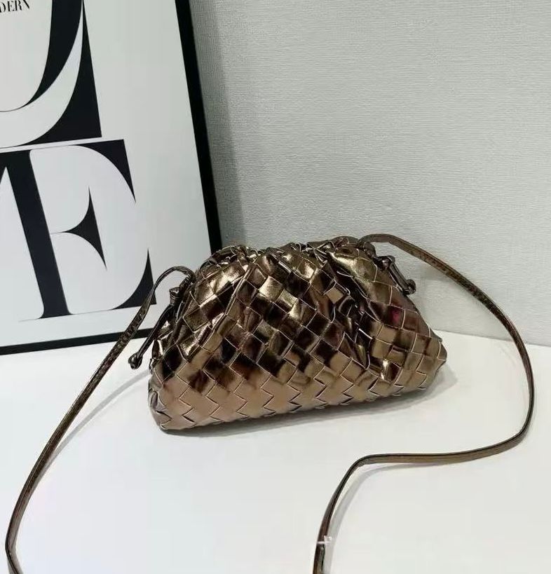 BOTTEGA Woven Metallic Shoulder Bag 24cm