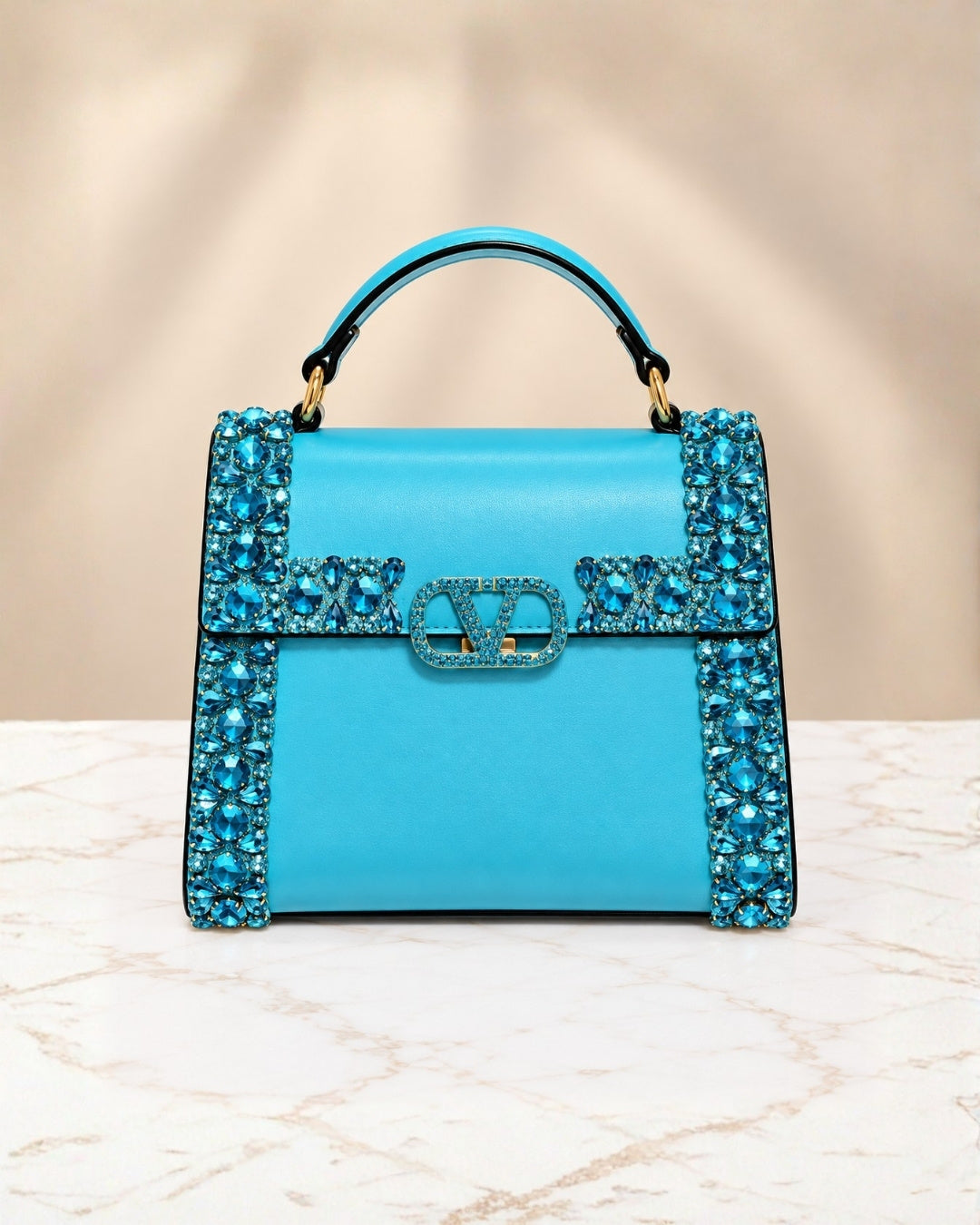 VALENTINO Crystal Top Handle Bag 21cm A+