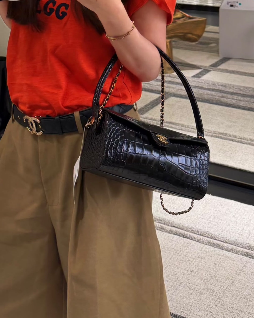 CHANEL Croc Shoulder Bag 25cm