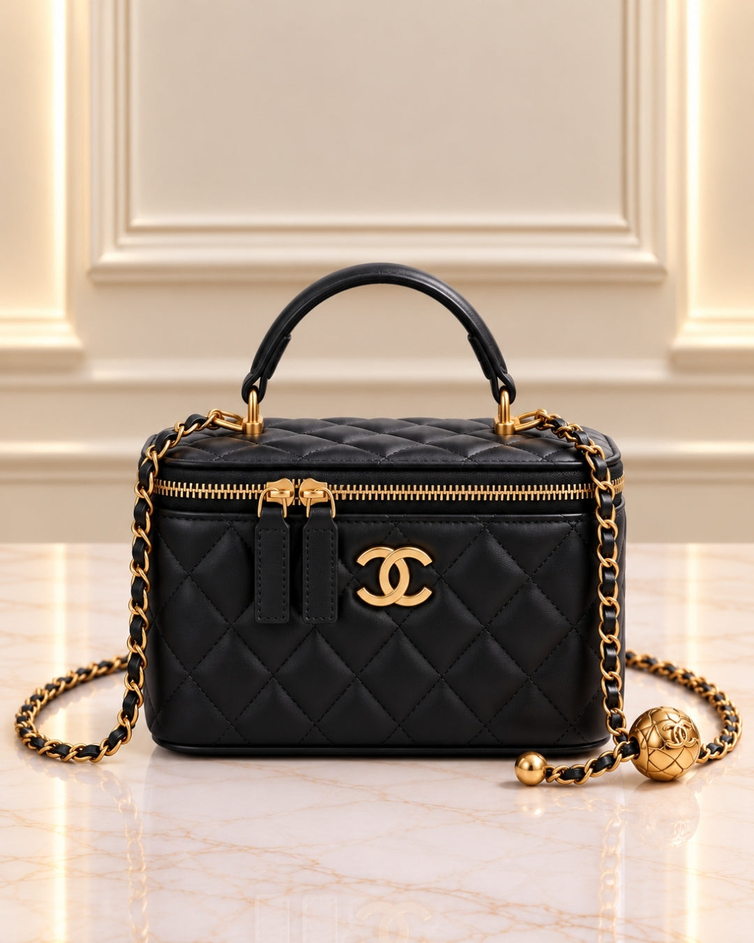 CHANEL Quilted Vanity Top Handle Bag 18cm