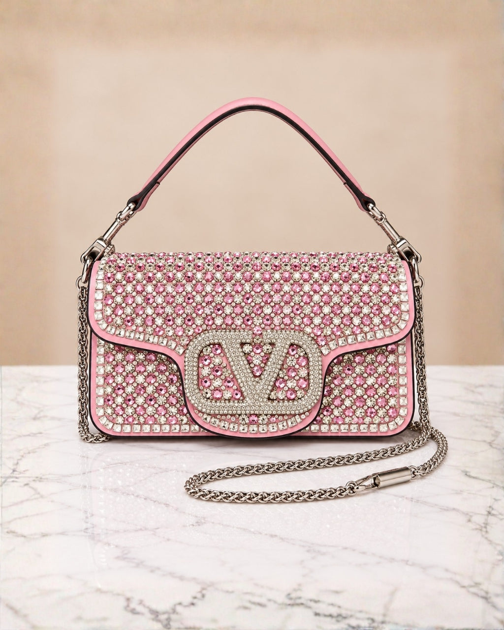 VALENTINO Crystal Shoulder Bag 24cm A+