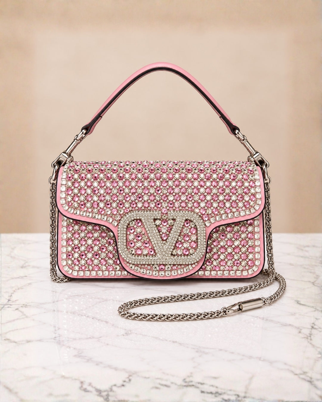 VALENTINO Crystal Shoulder Bag 24cm A+