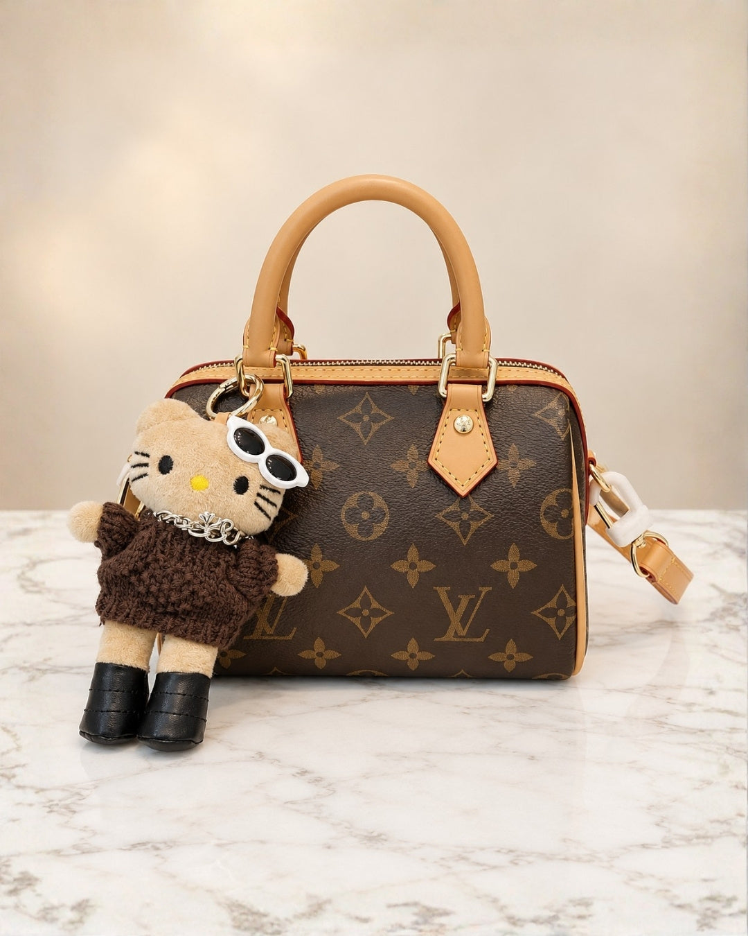 LV Speedy Mini with Teddy Charm 20cm A+