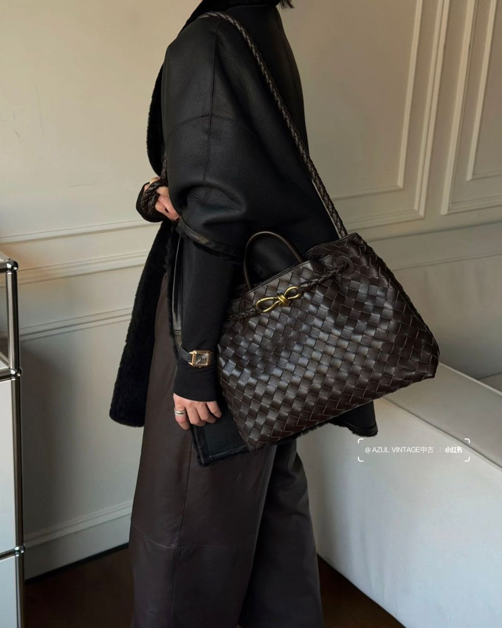 BOTTEGA Woven Top Handle Bag 32cm