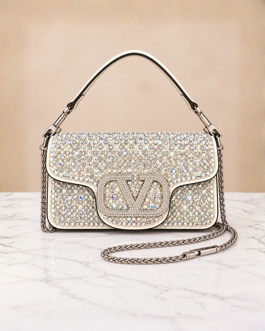 VALENTINO Crystal Shoulder Bag 24cm A+