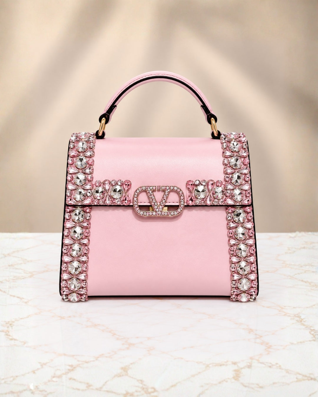 VALENTINO Crystal Top Handle Bag 21cm A+