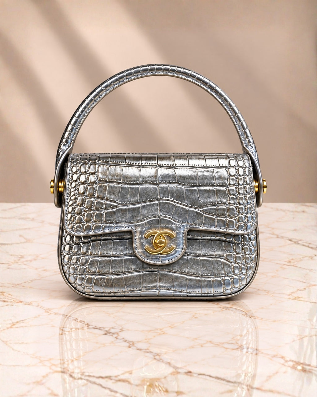CHANEL Croc Mini Top Handle Bag 21cm