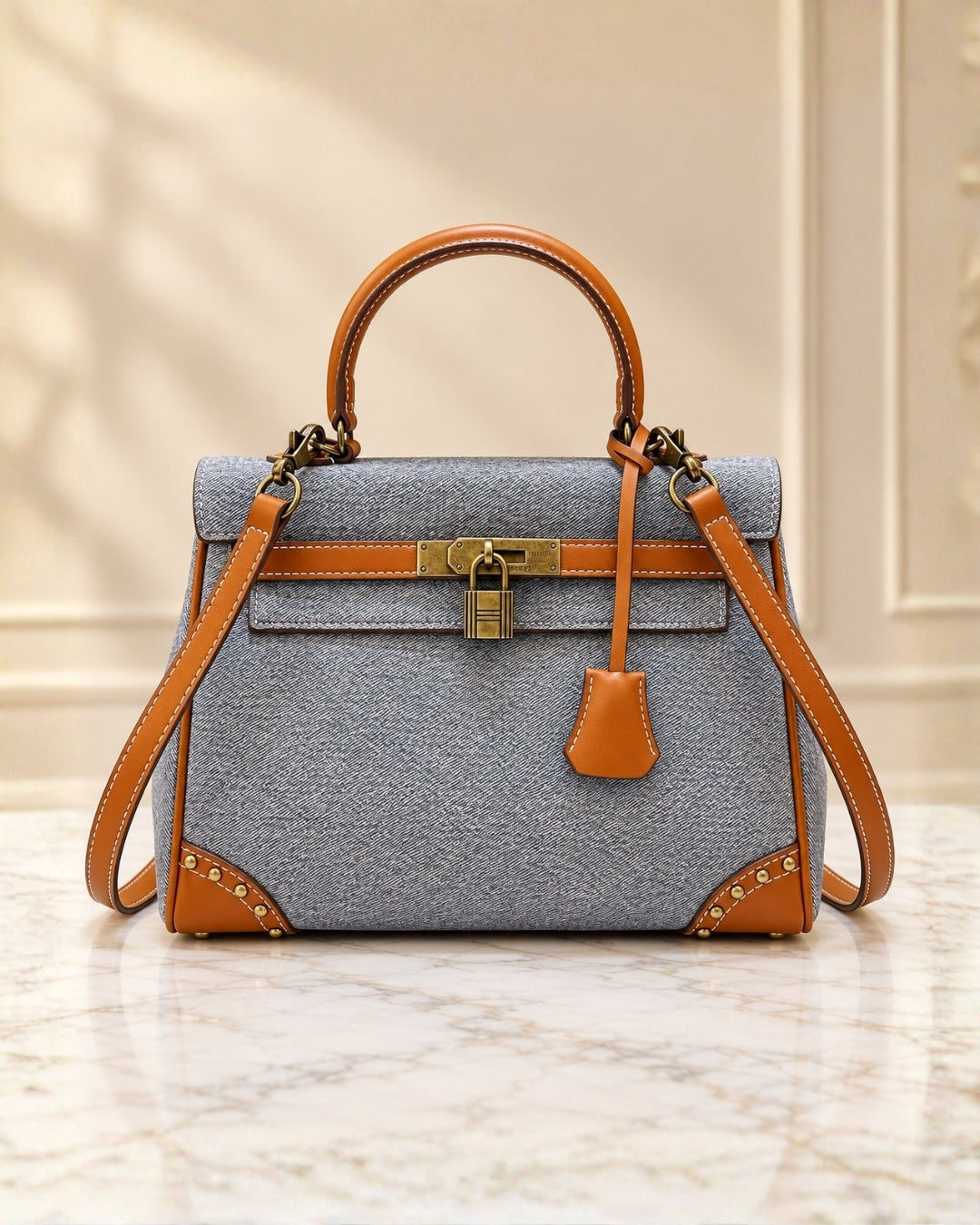 HERMES Kelly Denim Bag 28cm
