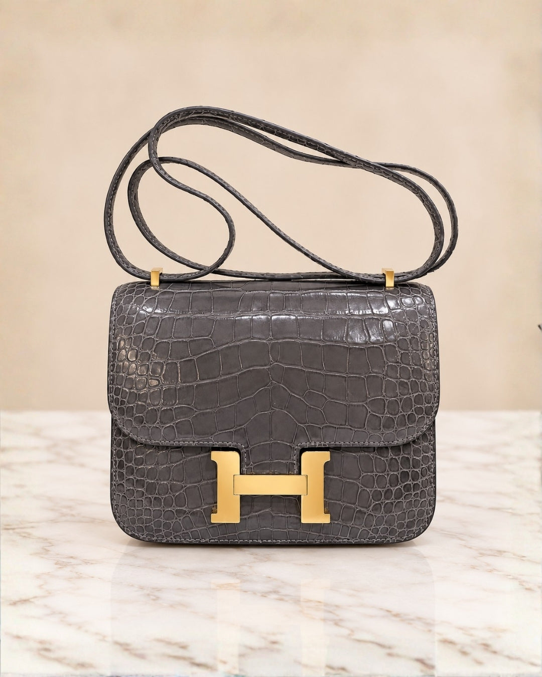 Hermès Croc Shoulder Bag 20cm