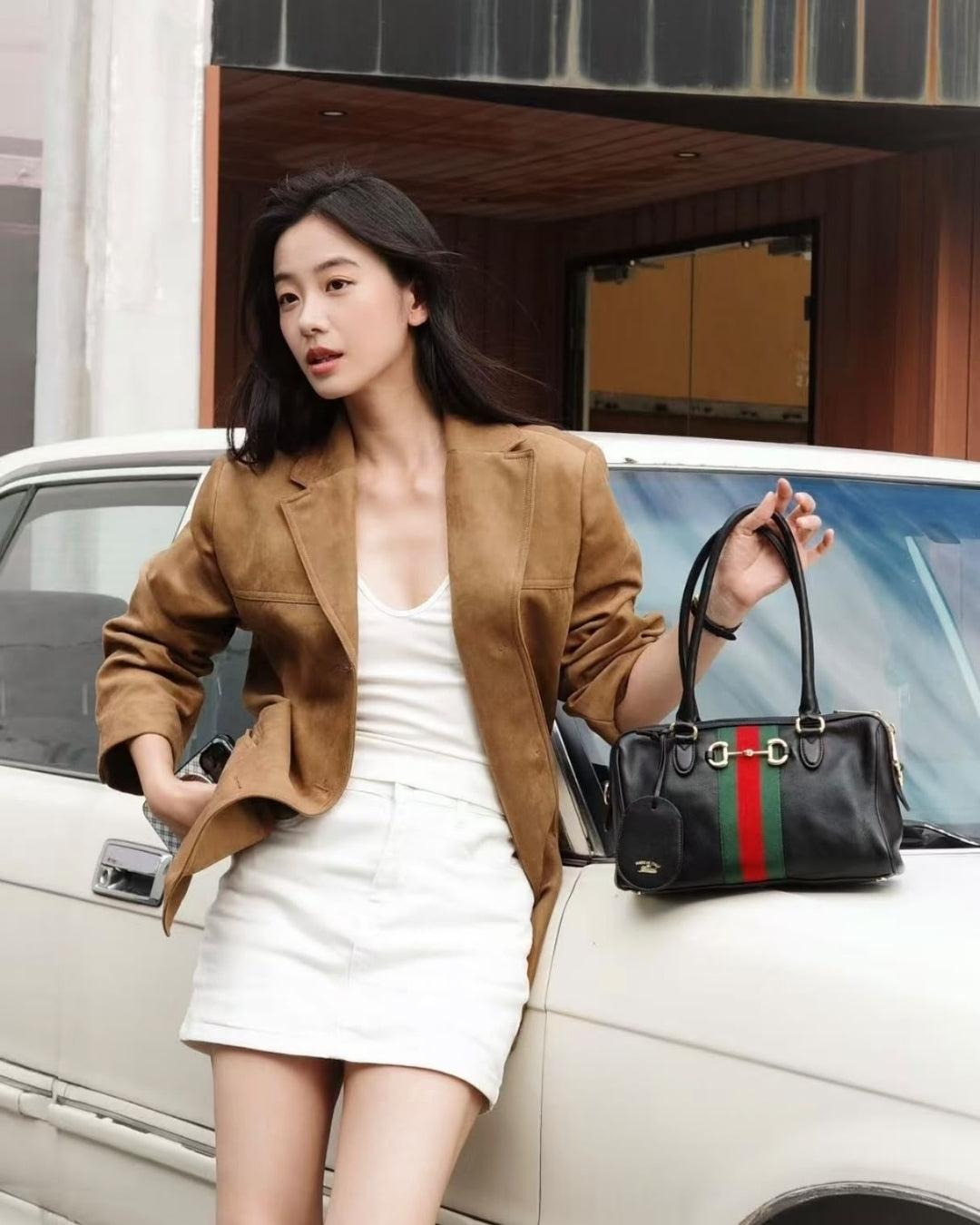 GUCCI Web Boston Tote 30cm