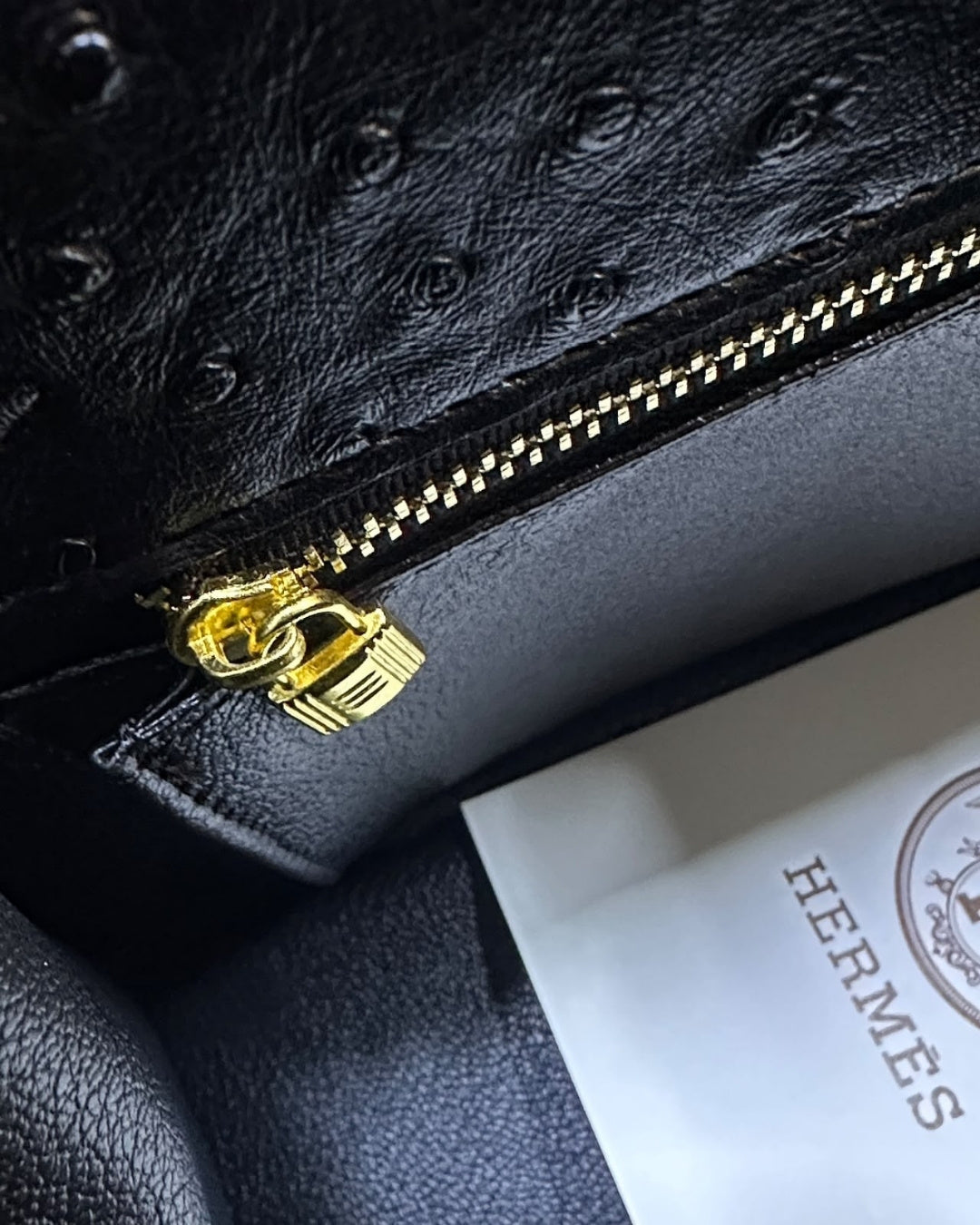 HERMES Kelly 25 Ostrich-Embossed Bag