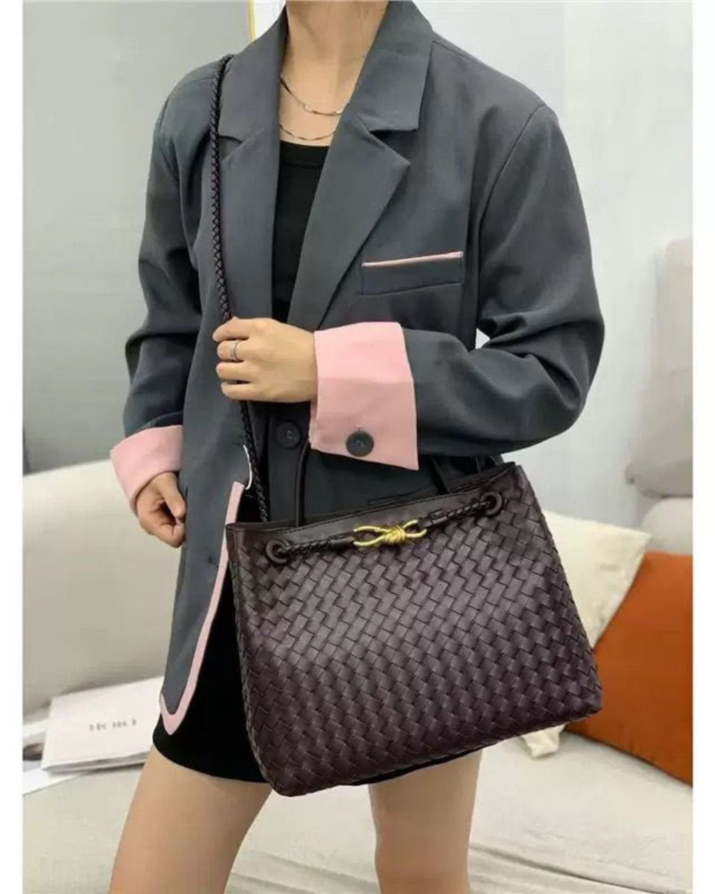 BOTTEGA Woven Top Handle Bag 32cm