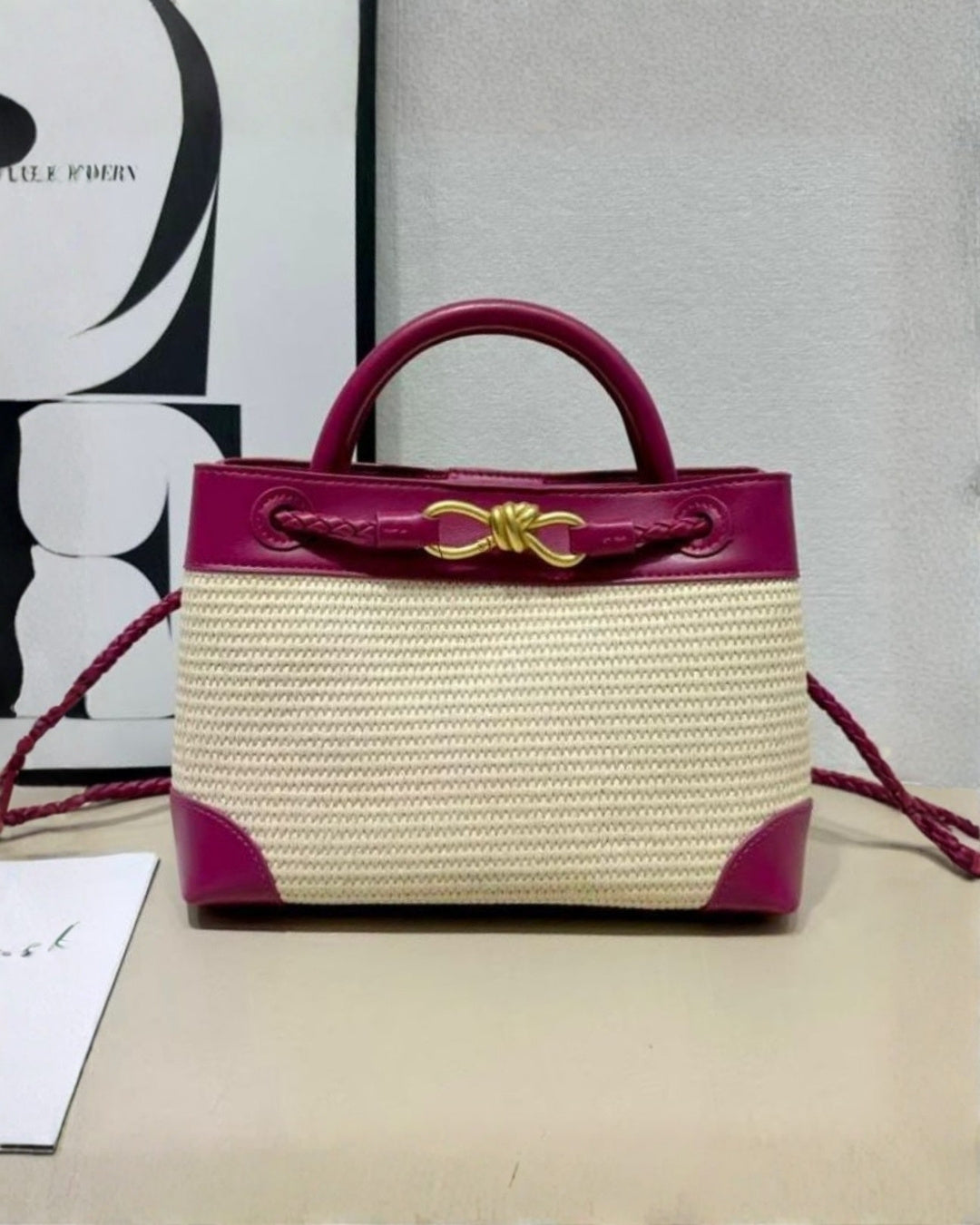 BOTTEGA Woven Structured Top Handle Shoulder Bag 25cm