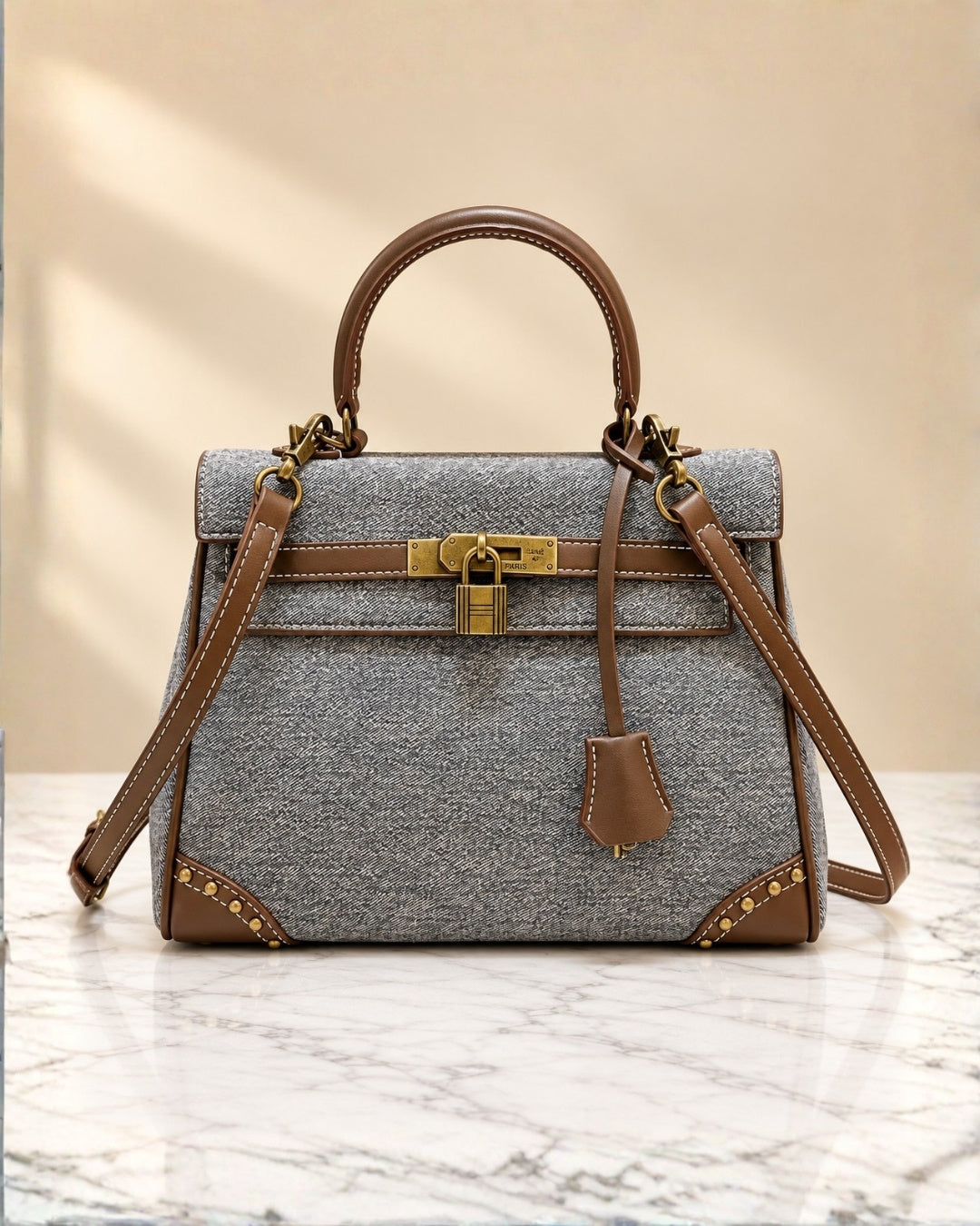 HERMES Kelly Denim Bag 28cm