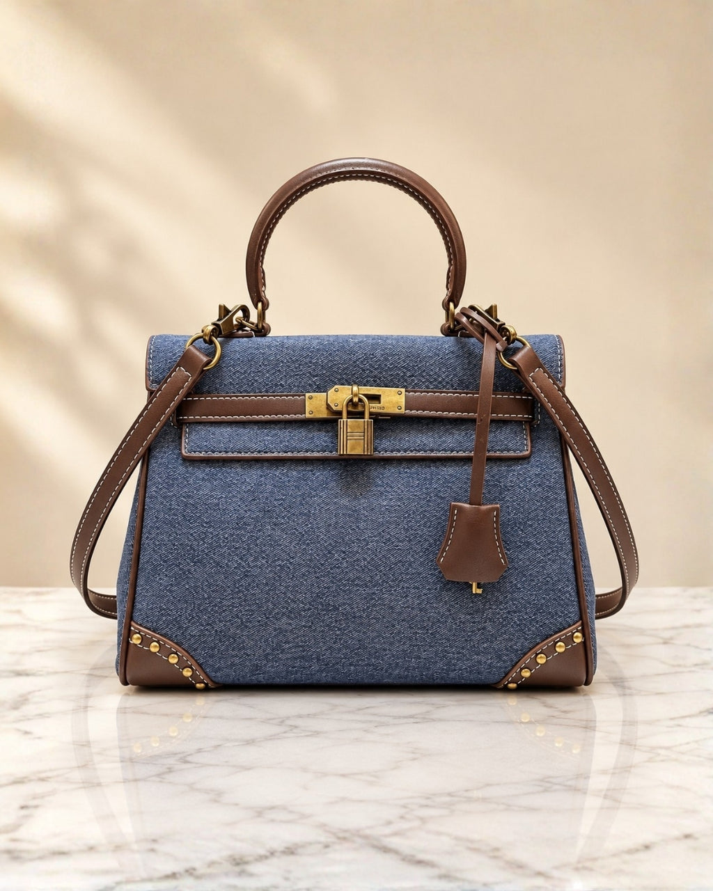 HERMES Kelly Denim Bag 28cm