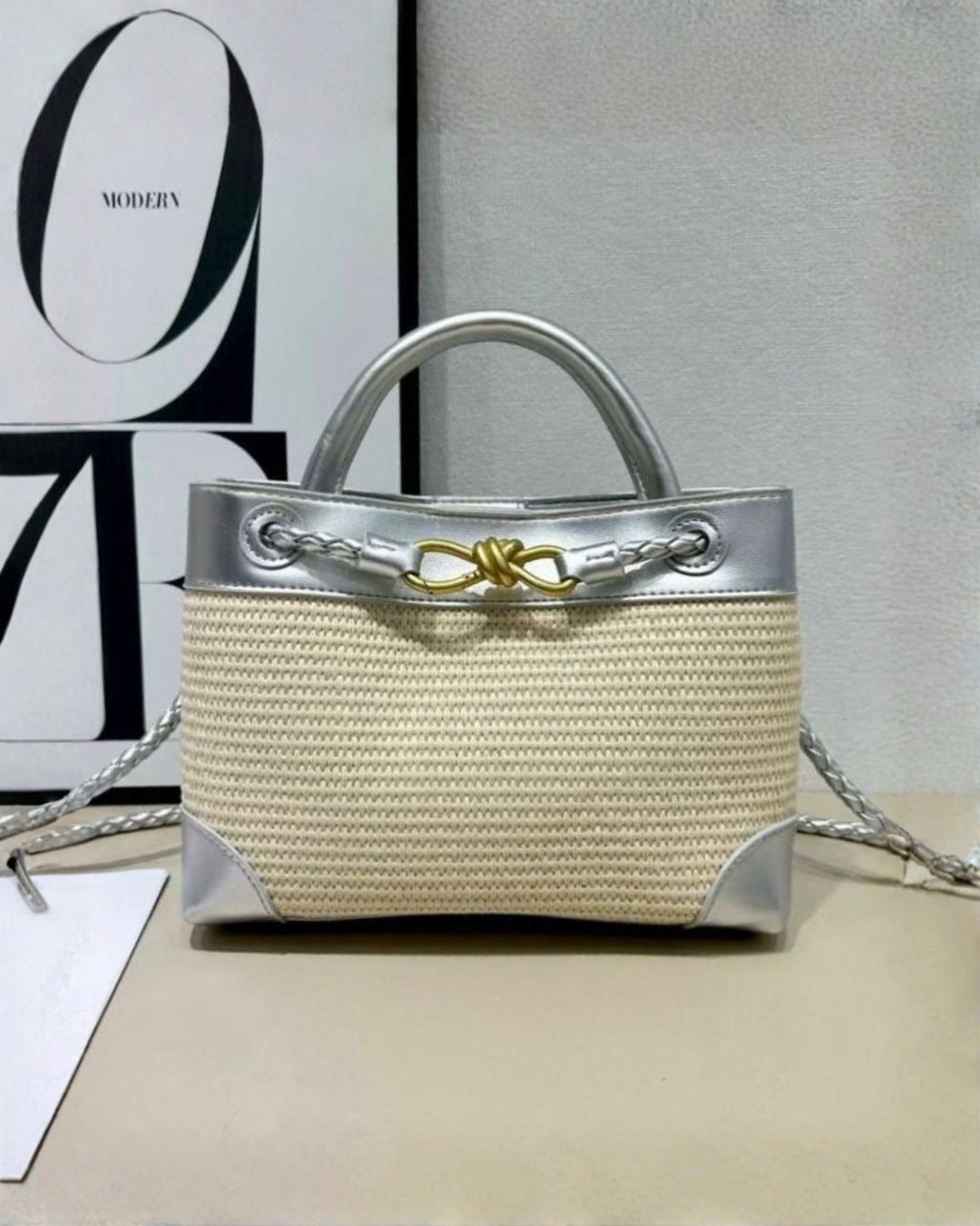 BOTTEGA Woven Structured Top Handle Shoulder Bag 25cm