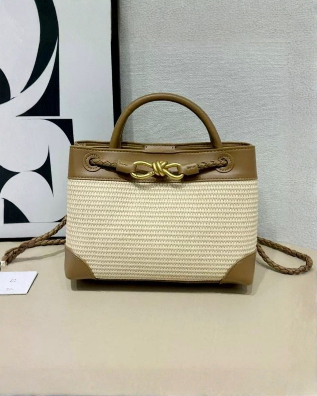 BOTTEGA Woven Structured Top Handle Shoulder Bag 25cm