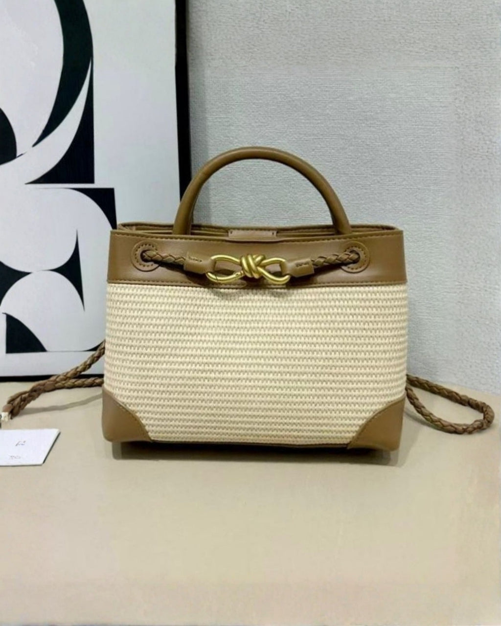 BOTTEGA Woven Structured Top Handle Shoulder Bag 25cm