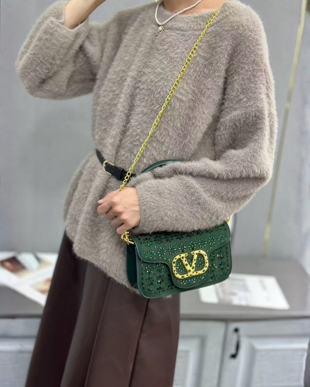 VALENTINO Floral Crystal Bag Small 22cm