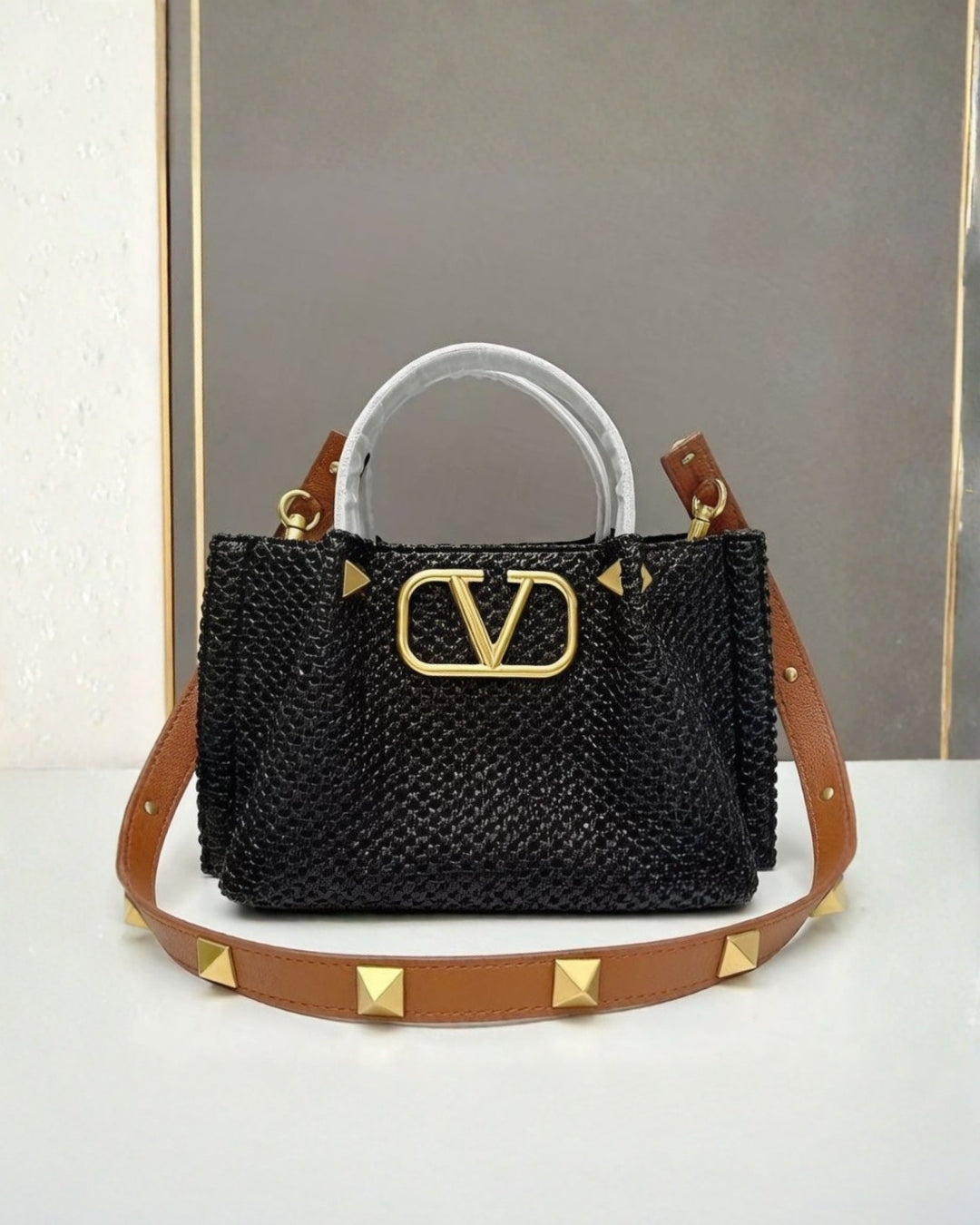 VALENTINO VLogo Woven Top Handle Bag 26cm