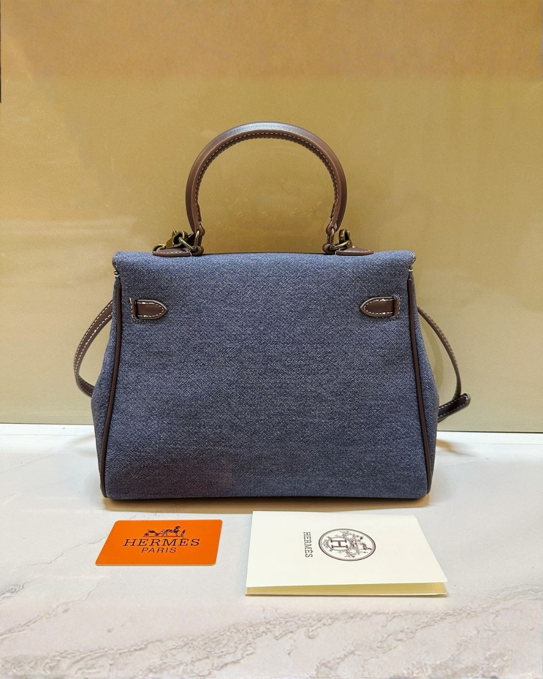 HERMES Kelly Denim Bag 28cm