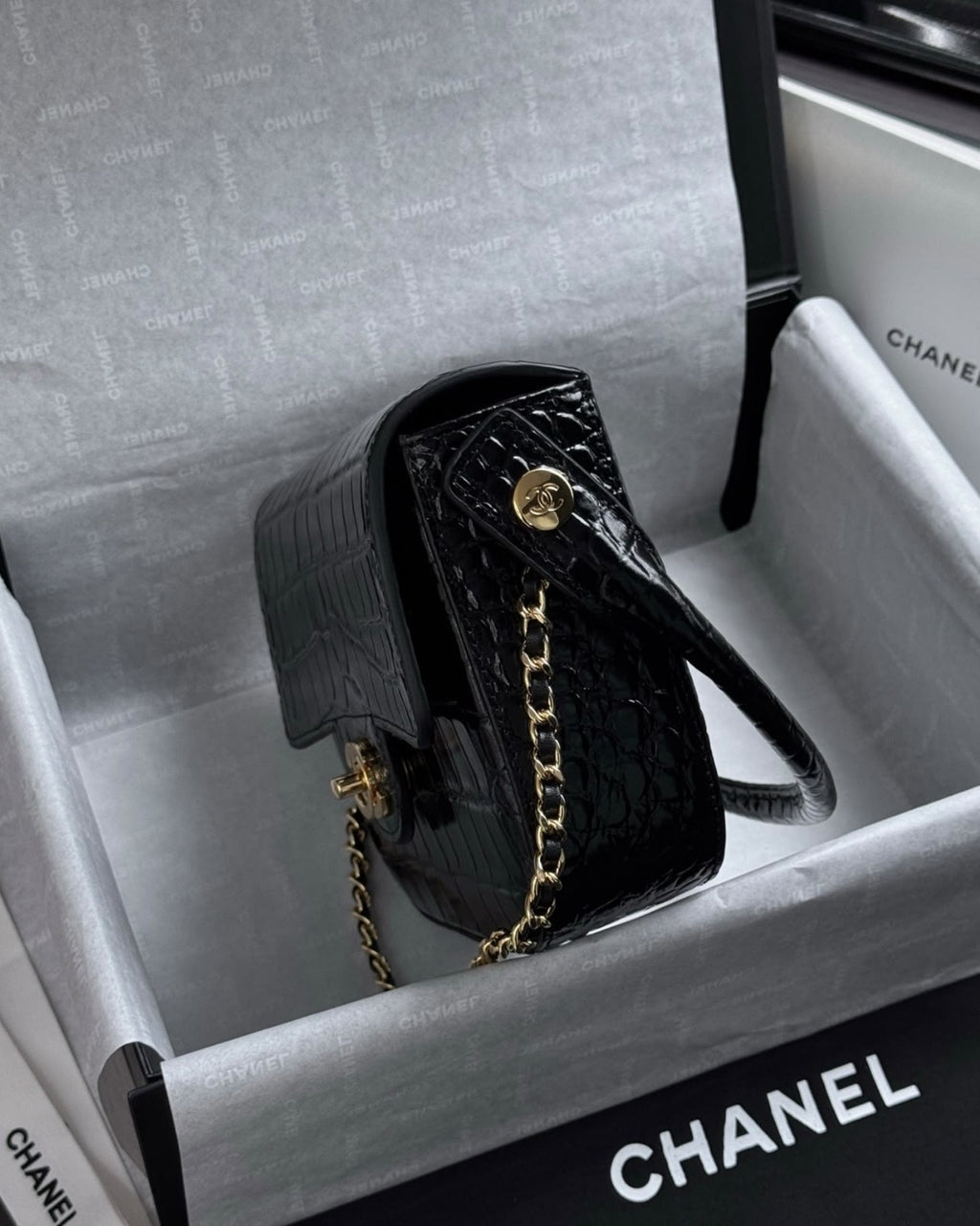 CHANEL Croc Mini Top Handle Bag 21cm