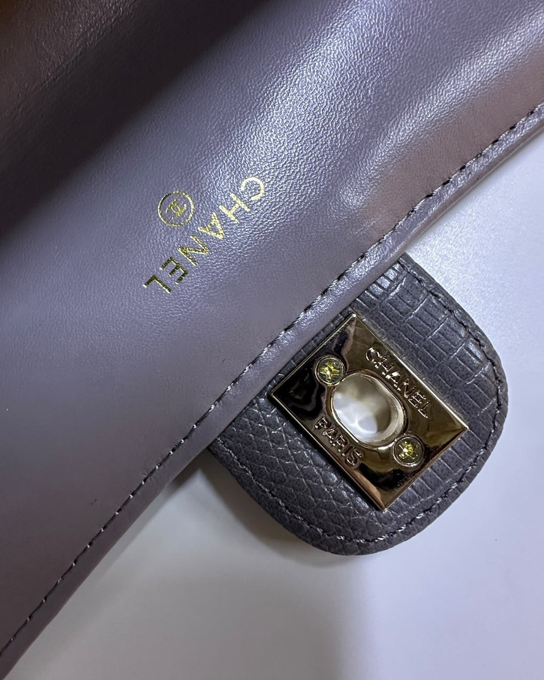 CHANEL Croc Top Handle Clutch 25cm