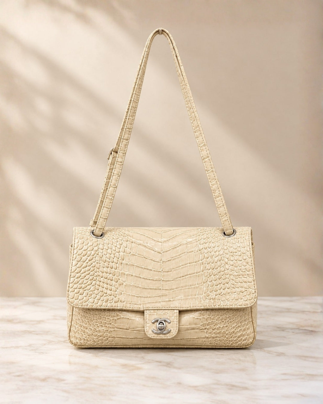 Chanel Croc Embossed Shoulder Bag 29cm A+