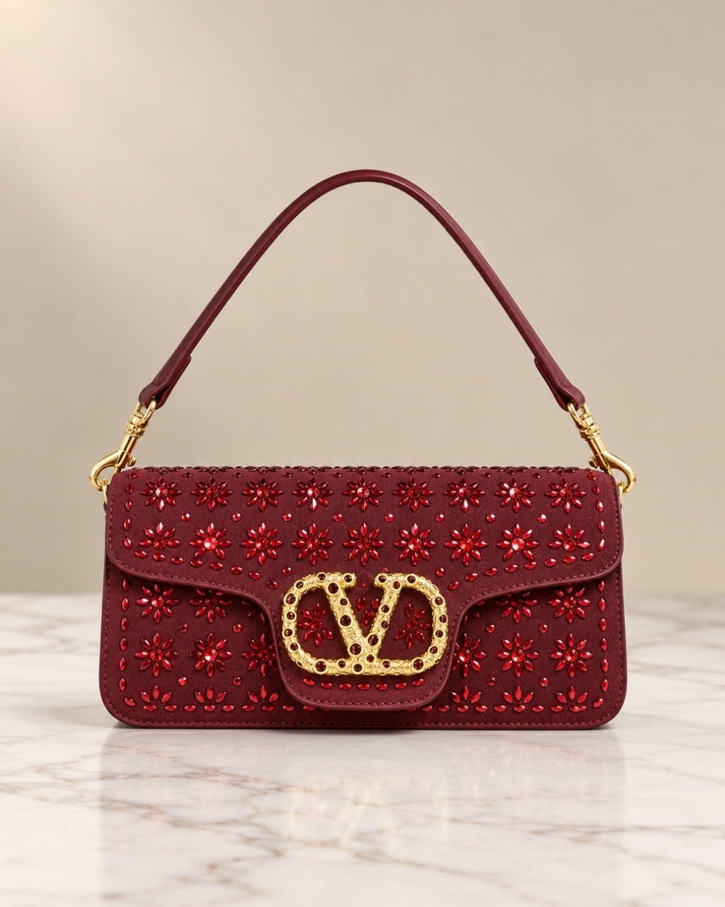 VALENTINO Floral Crystal Bag Large 27cm