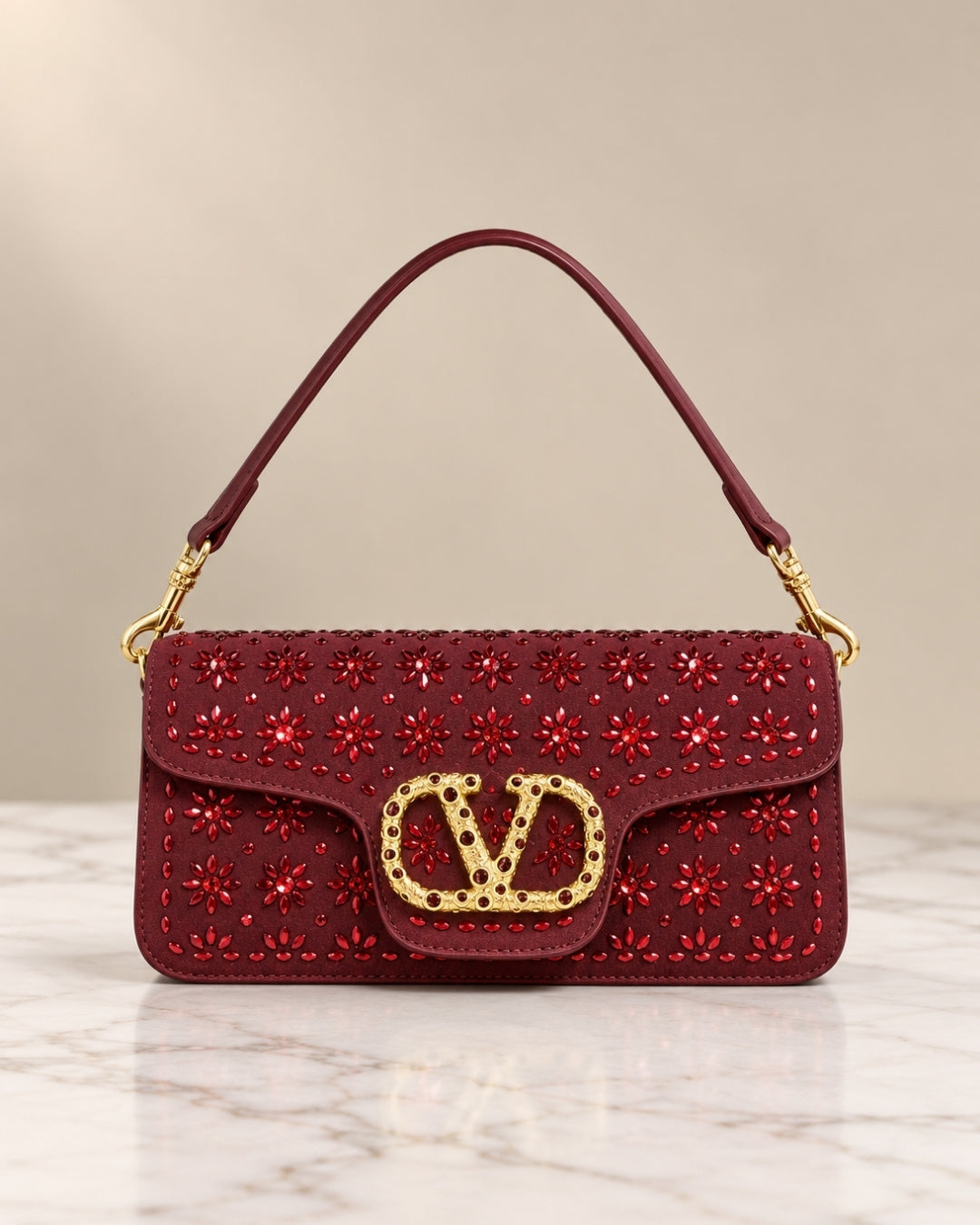 VALENTINO Floral Crystal Bag Large 27cm