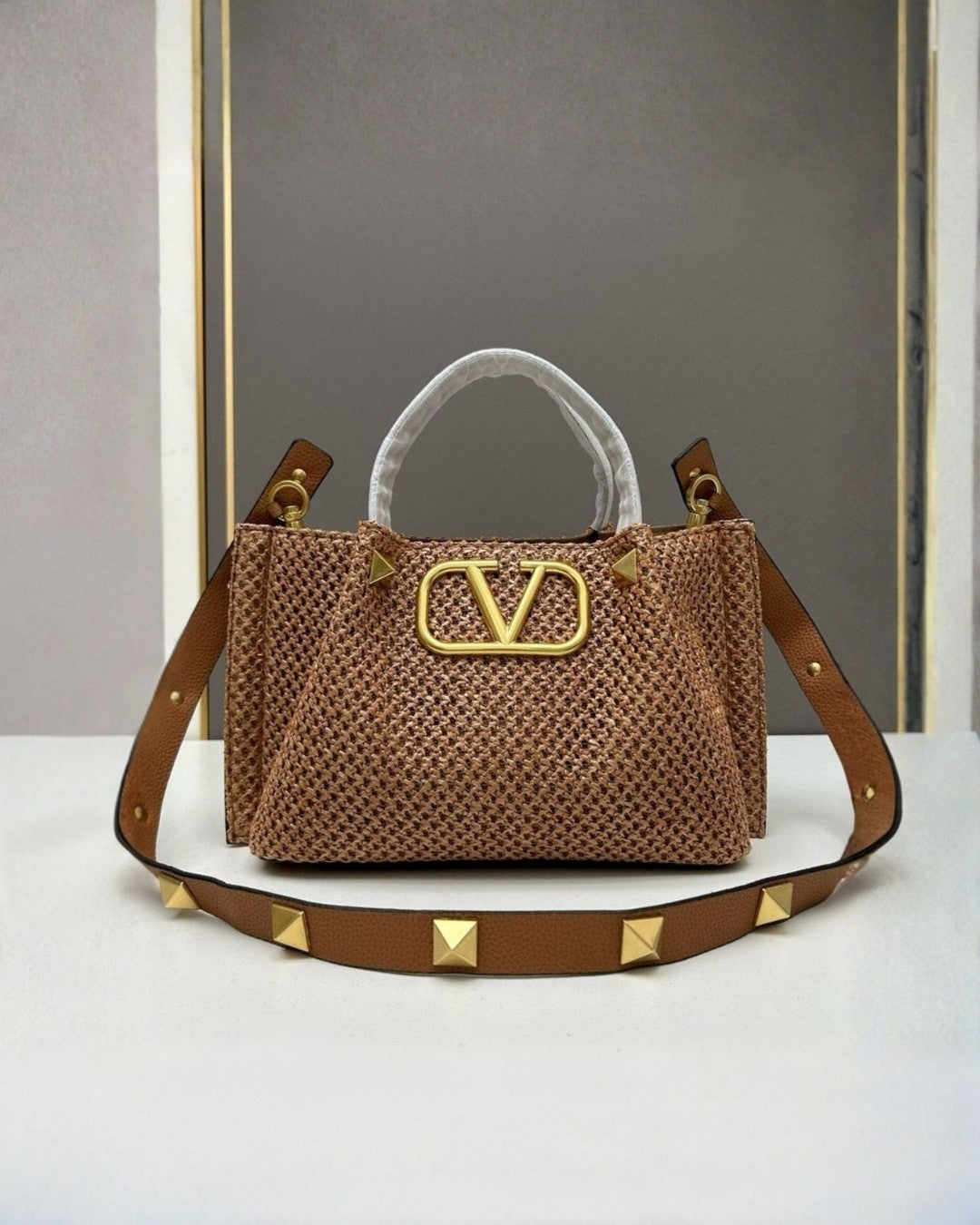VALENTINO VLogo Woven Top Handle Bag 26cm
