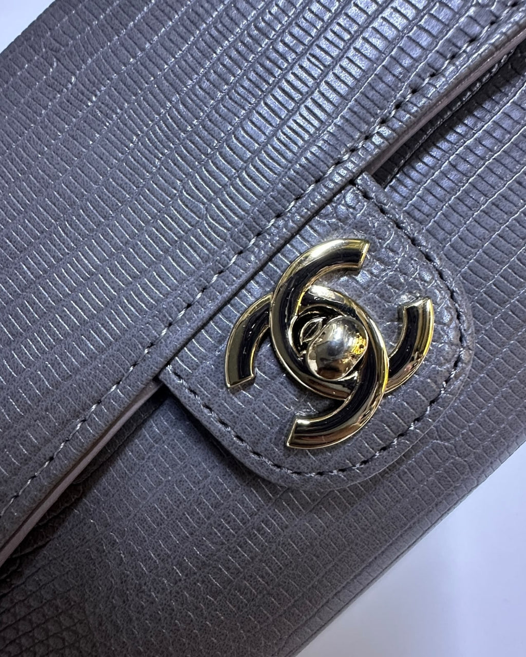 CHANEL Croc Top Handle Clutch 25cm