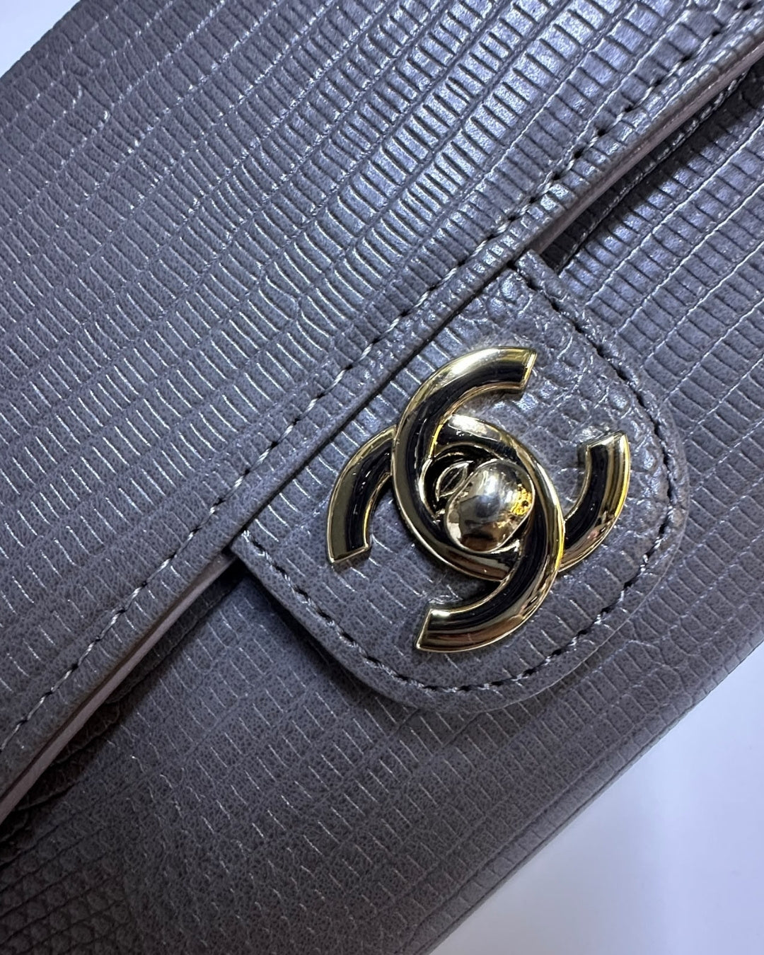 CHANEL Croc Top Handle Clutch 25cm