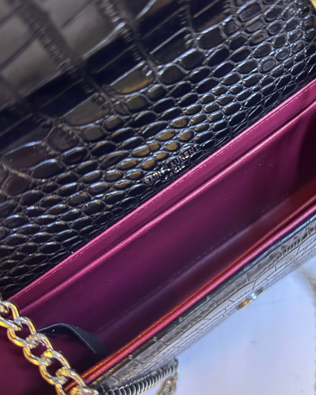 YSL Croc Shoulder Bag 22cm
