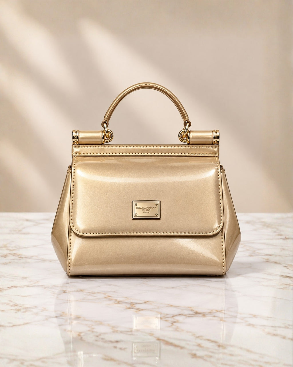 DOLCE & GABBANA Glossy Top Handle Bag 20cm