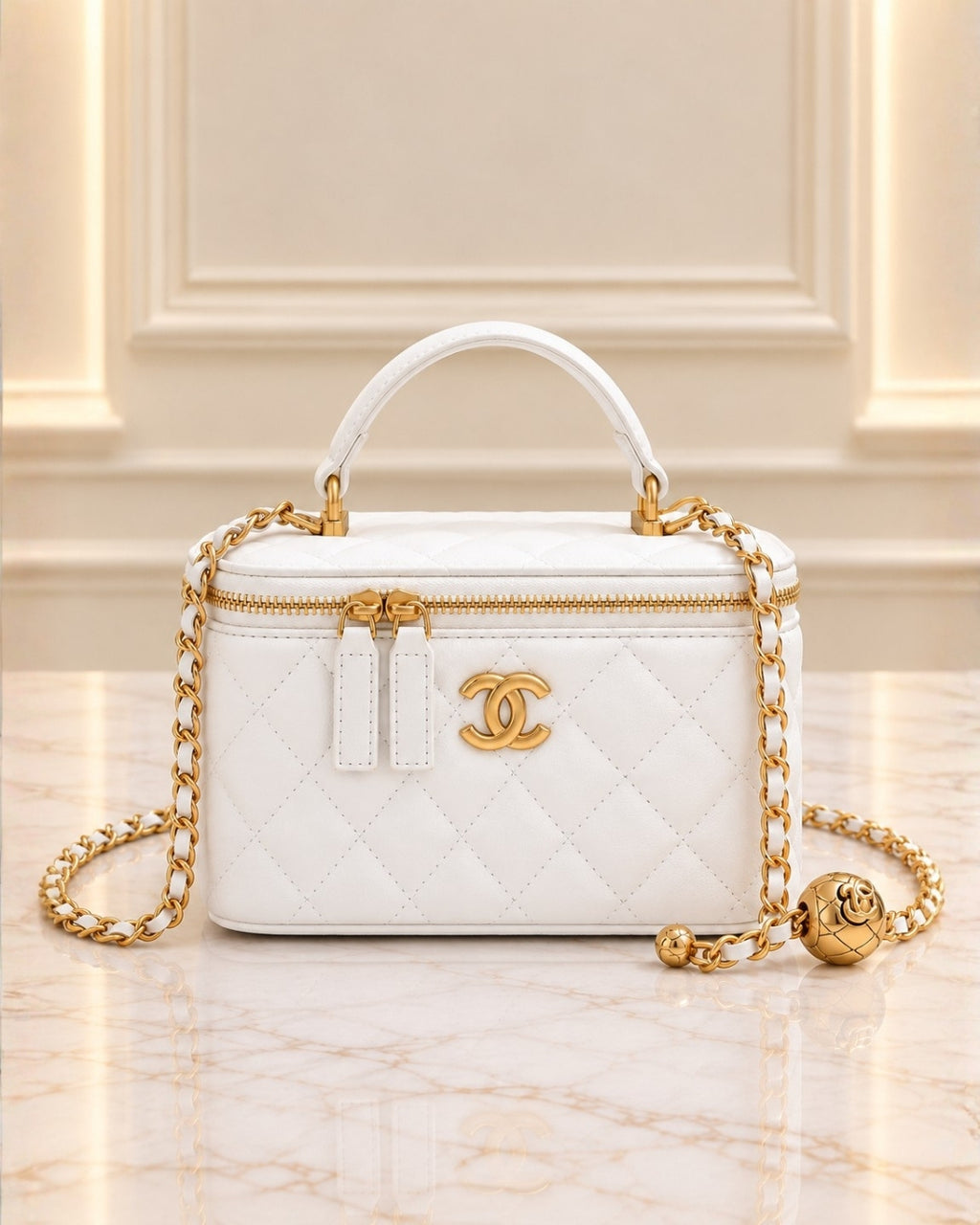 CHANEL Quilted Vanity Top Handle Bag 18cm