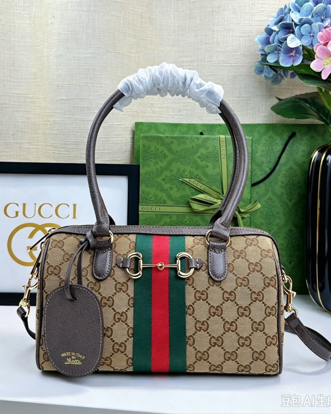 GUCCI Web Boston Tote 30cm