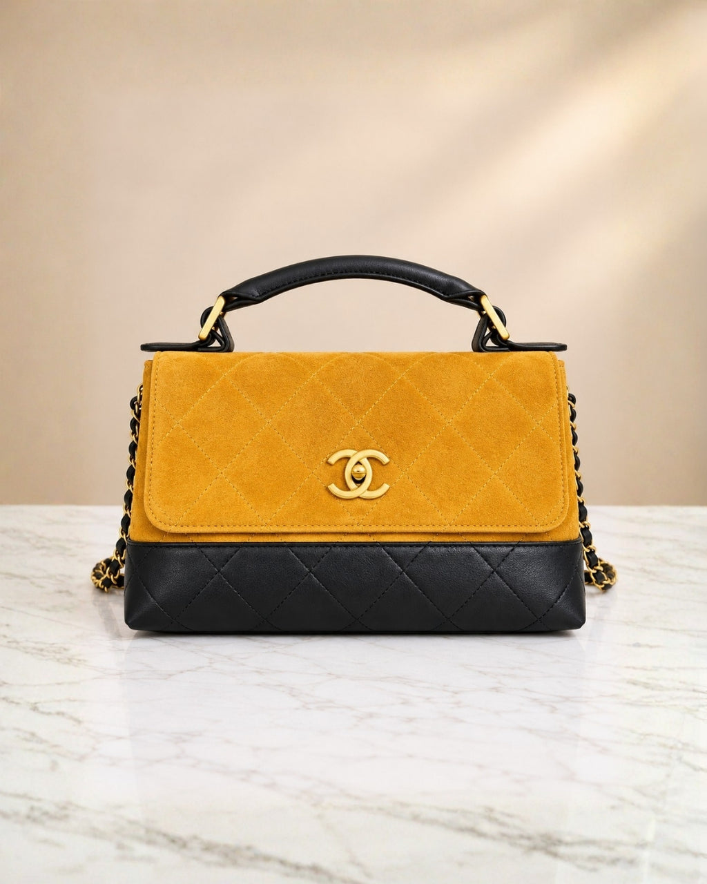CHANEL Two-Tone Suede Shoulder Bag 29cm