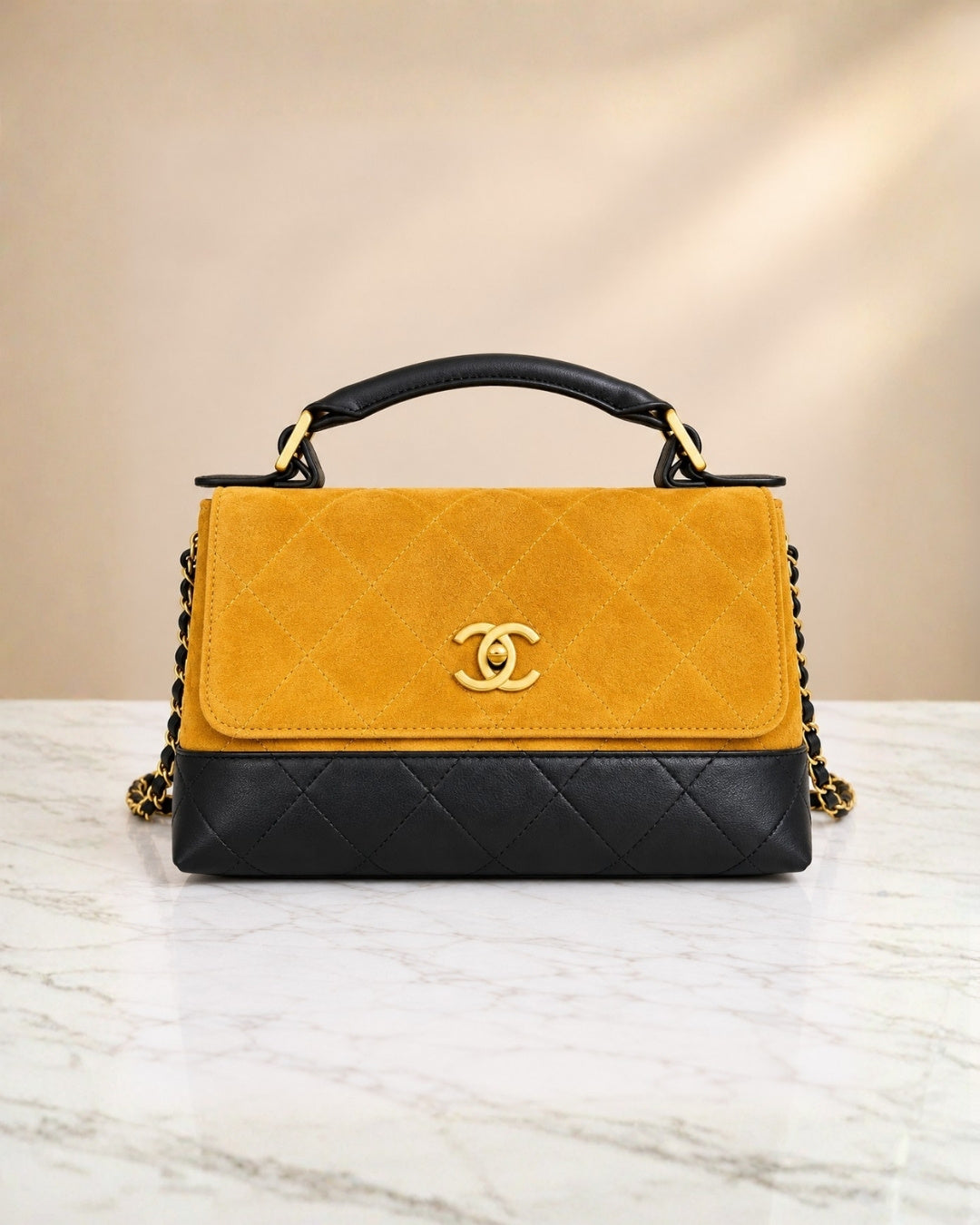CHANEL Two-Tone Suede Shoulder Bag 29cm