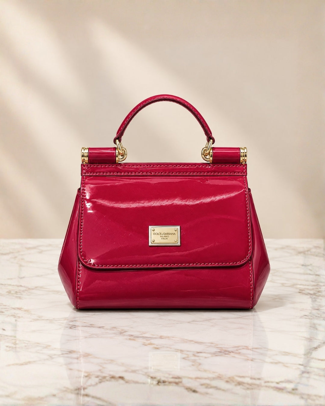 DOLCE & GABBANA Glossy Top Handle Bag 20cm