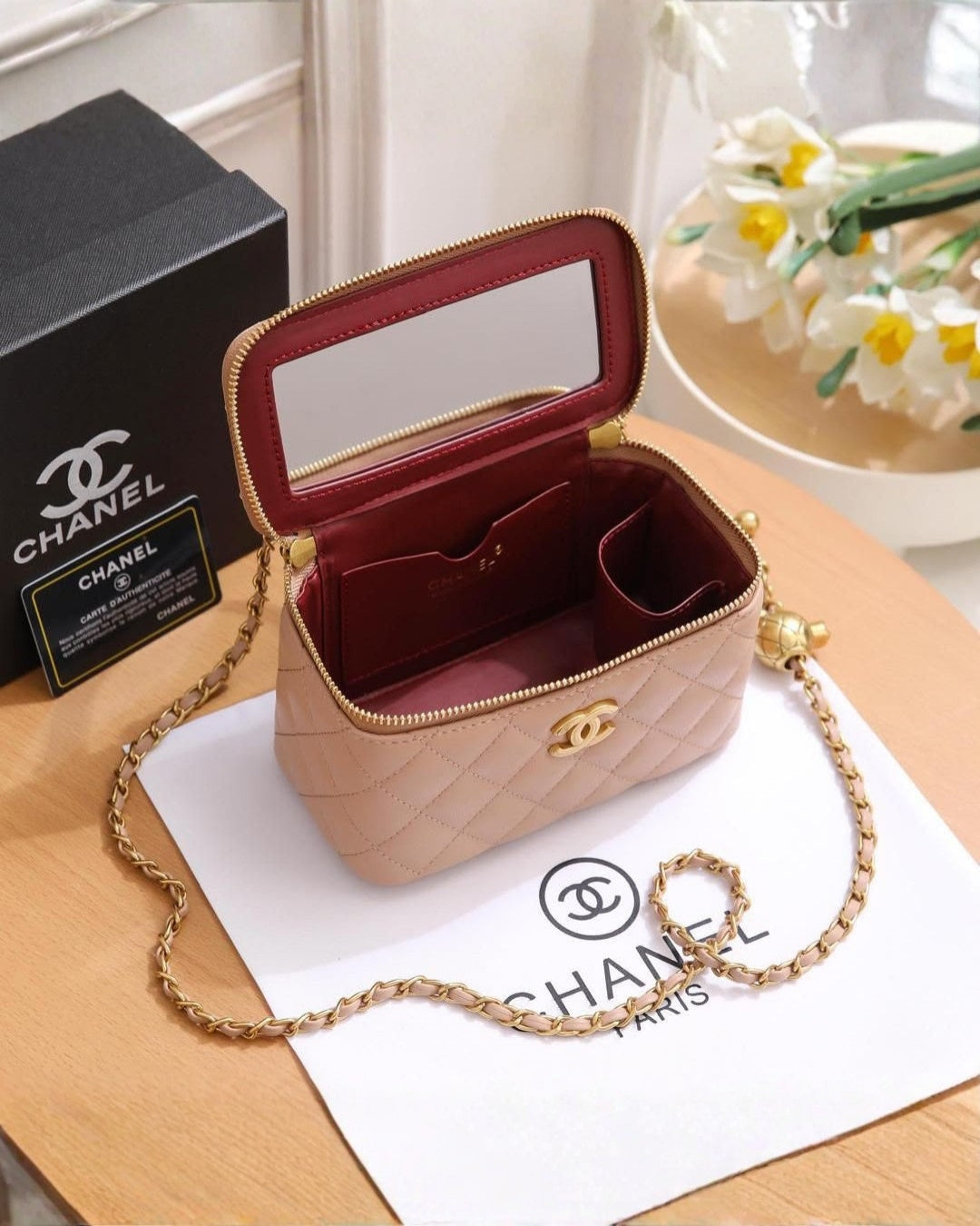 CHANEL Quilted Vanity Top Handle Bag 18cm