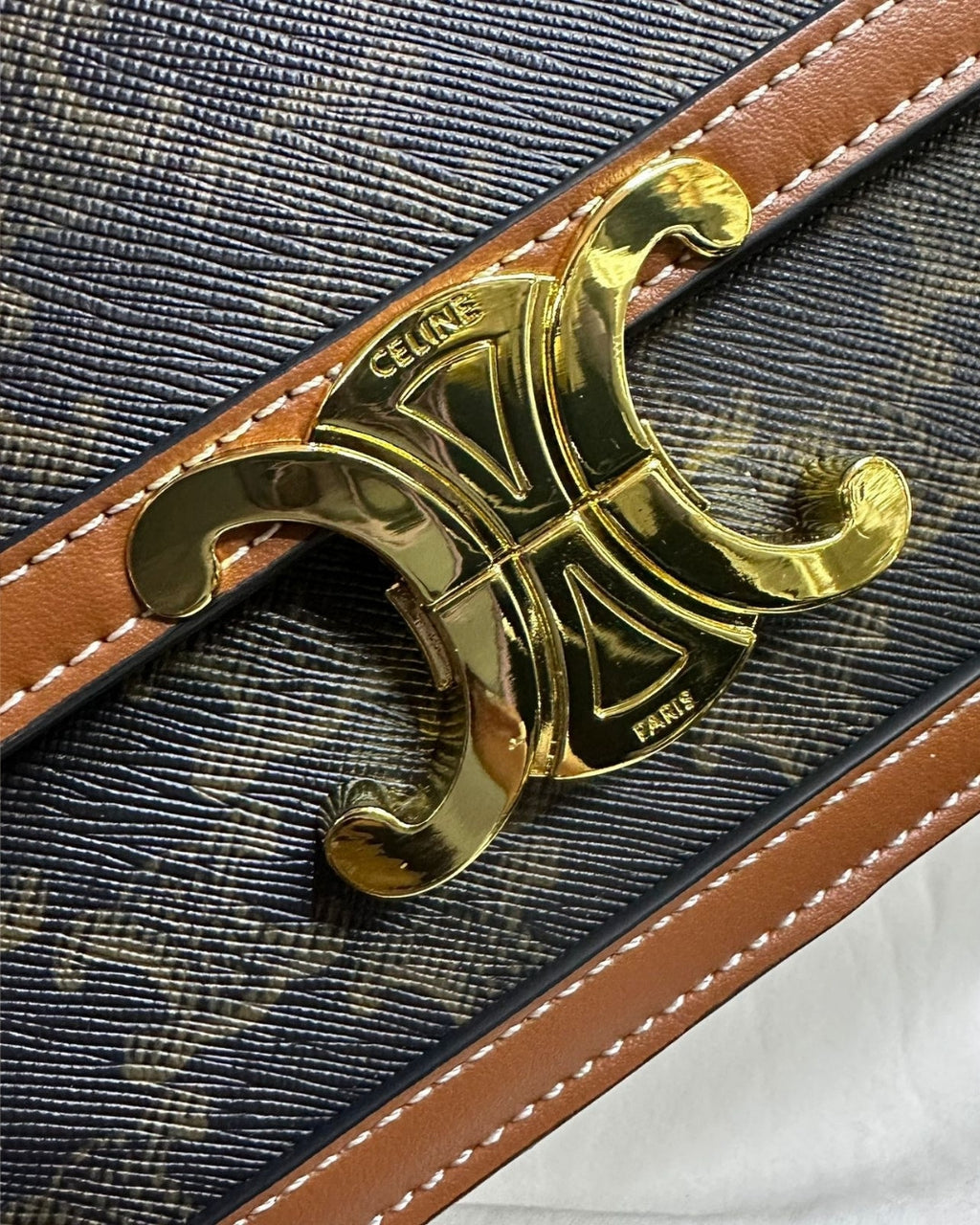 CELINE Triomphe Canvas Shoulder Bag 18cm