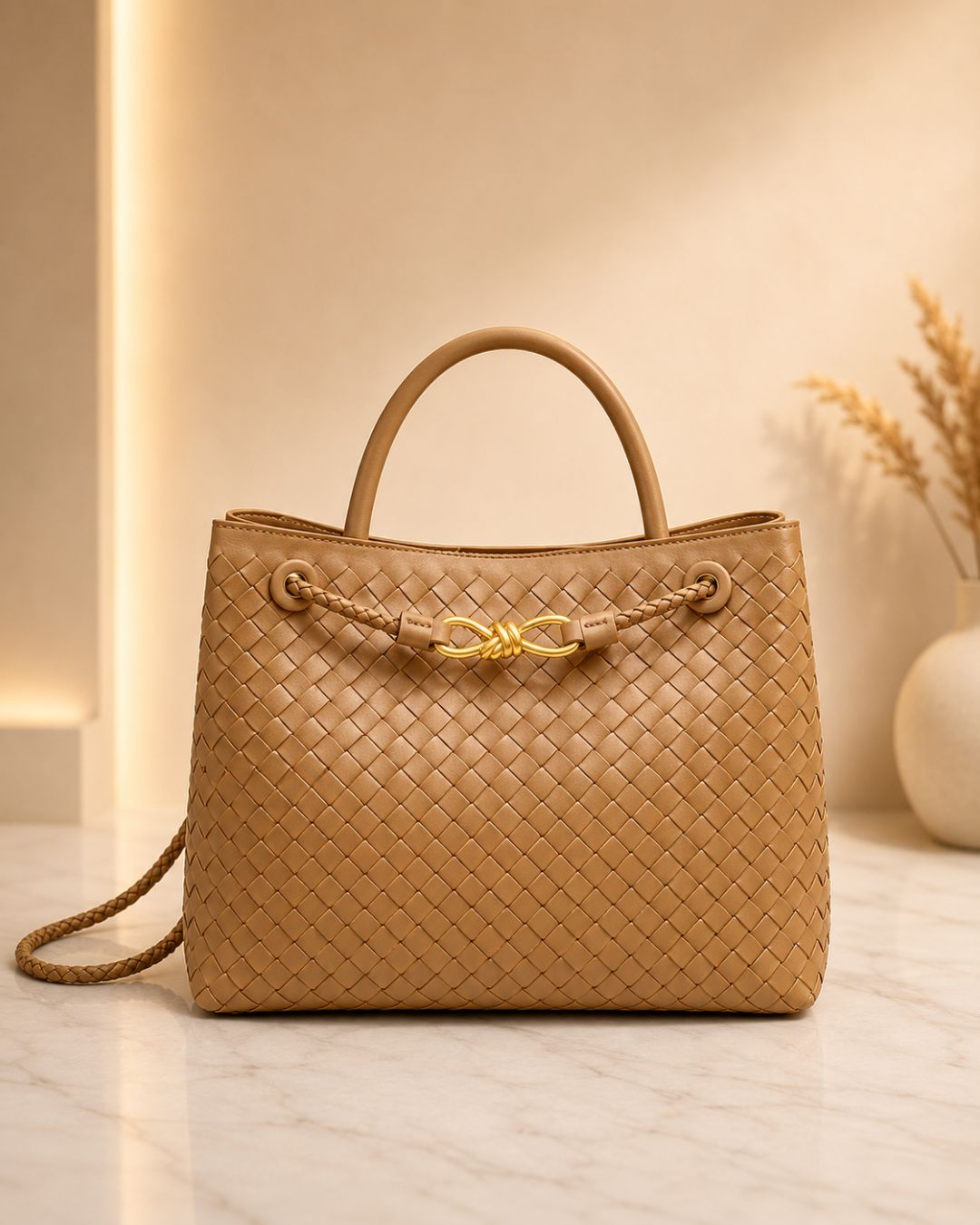 BOTTEGA Woven Top Handle Bag 32cm