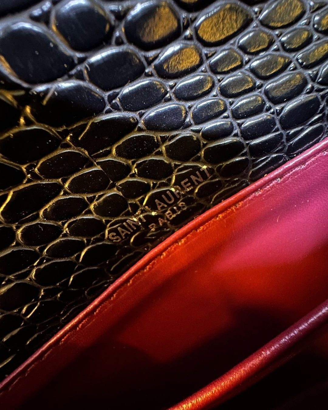 YSL Croc Shoulder Bag 22cm