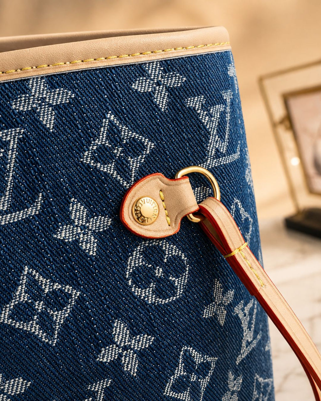 LV Neverfull Denim Tote 32cm A+
