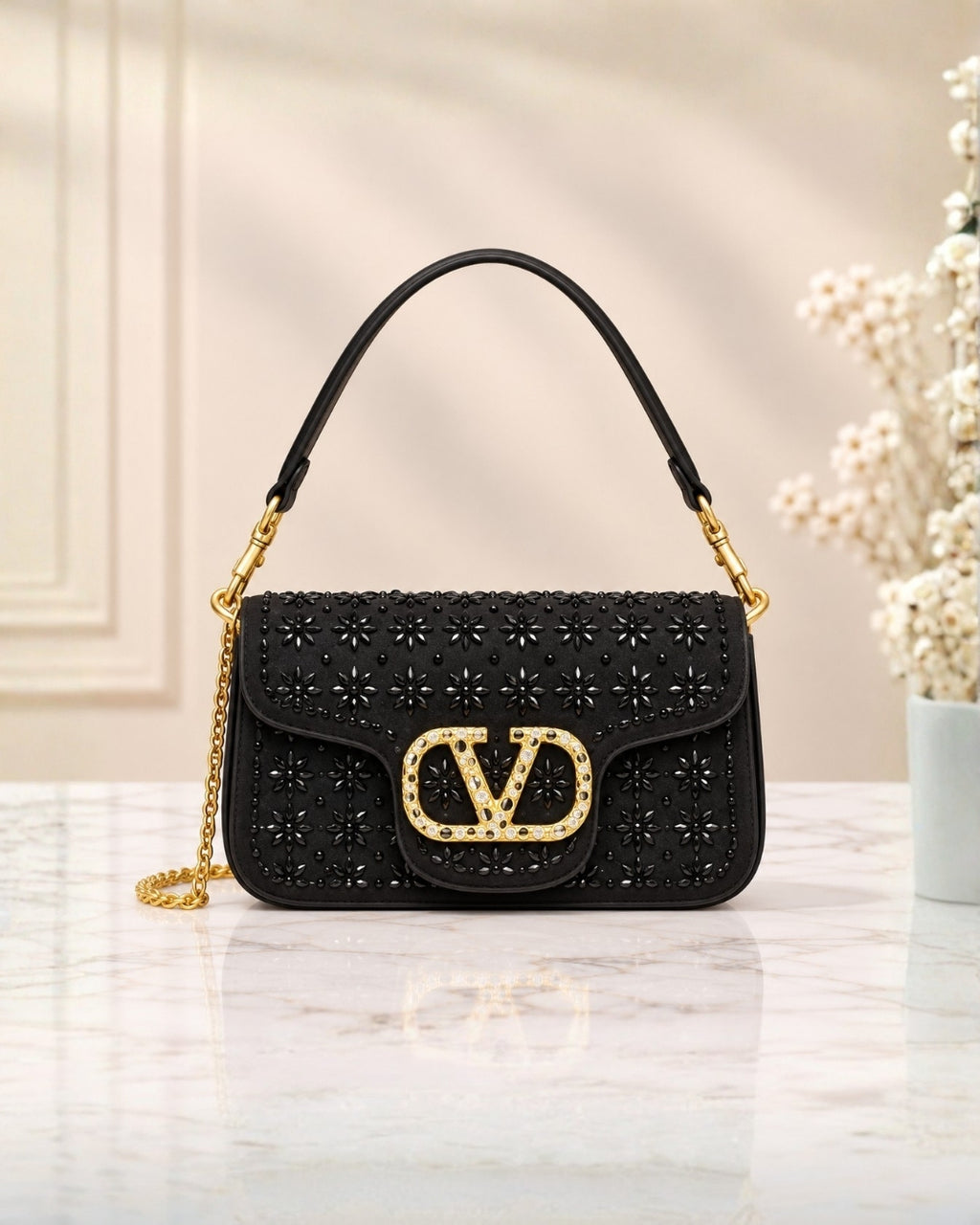 VALENTINO Floral Crystal Bag Small 22cm