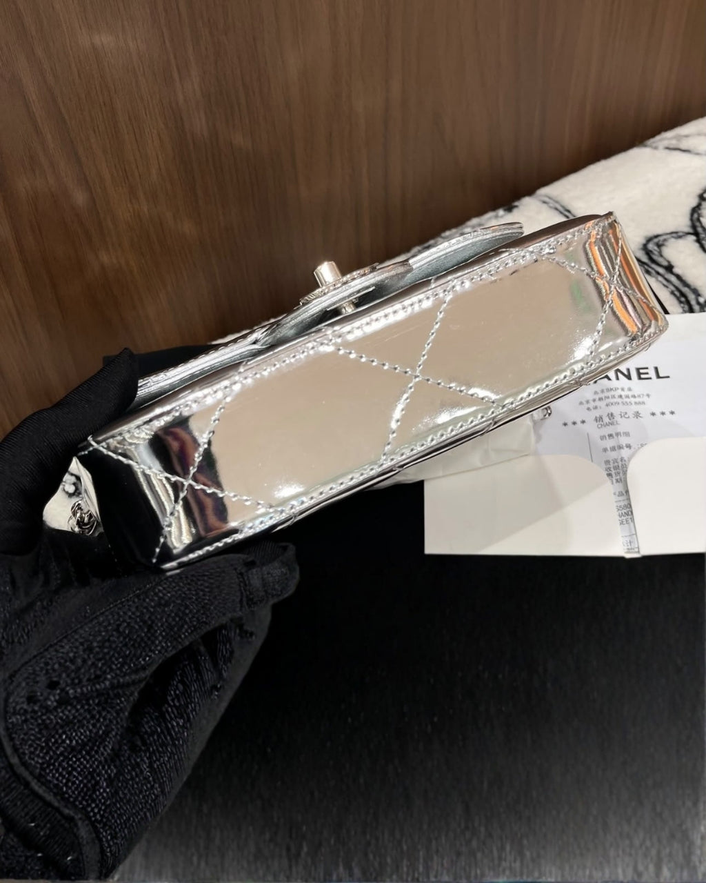 CHANEL Glossy Quilted Mini Top Handle Bag 20cm